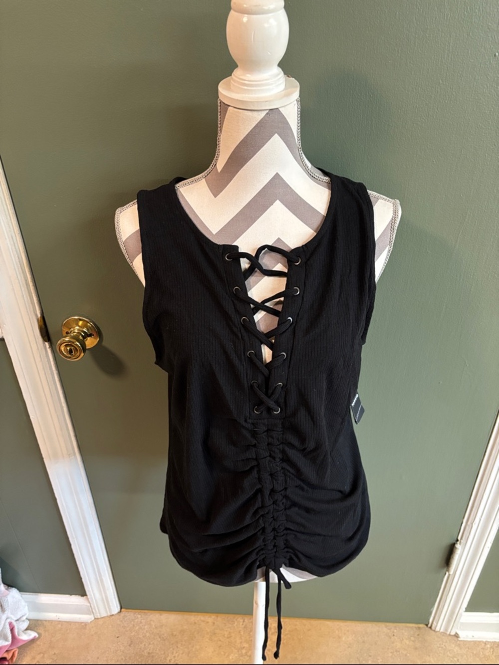 torrid Black Lace-Up Ruched Tank